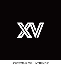 Logo de monograma XV con plantilla de diseño de línea abstracta