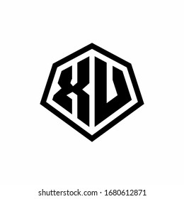 XV monogram logo with hexagon shape and line rounded style design template isolated on white background