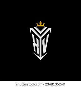 XV monogram logo initial for shield  crown style design
