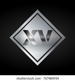 XV Monogram, Silver Logo, Metal Logo, Luxury, Elegant, Abstract, square
