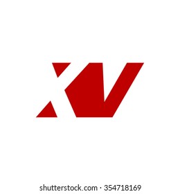 XV negative space letter logo red
