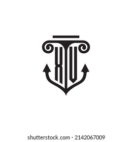 XV pillar and anchor combination concept logo in high quality design