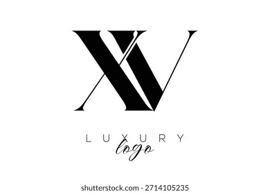 Logotipo da tipografia da letra da série XV para a identidade de marca premium elegante