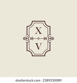 XV vintage wedding initial logo in high quality professional design that will print well across any print media