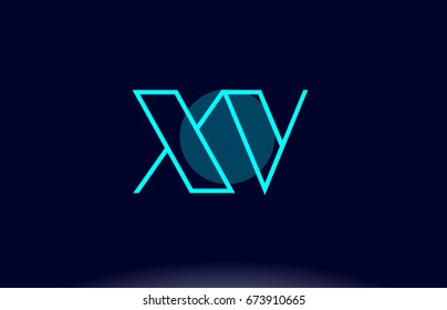 xv x v blue line circle letter logo alphabet creative company vector icon design template