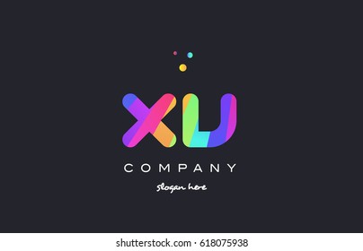 xv x v  creative rainbow green orange blue purple magenta pink artistic alphabet company letter logo design vector icon template