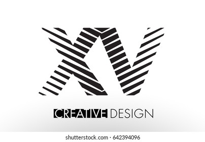 XV X V Lines Letter Design with Creative Elegant Zebra Vector Illustration.