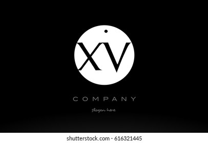 XV X V simple black white circle background alphabet company logo design vector icon template