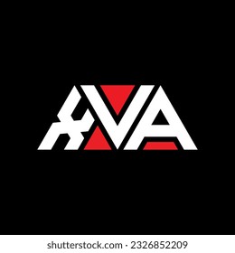 XVA triangle letter logo design with triangle shape. XVA triangle logo design monogram. XVA triangle vector logo template with red color. XVA triangular logo Simple, Elegant, and Luxurious design.