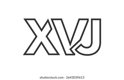 XVJ logo design template with strong and modern bold text. Initial based vector logotype featuring simple and minimal typography. Trendy company identity ideal for businesses brand presence.