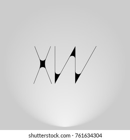 XW  Black thin minimalist LOGO Design with Highlight on Gray background.
