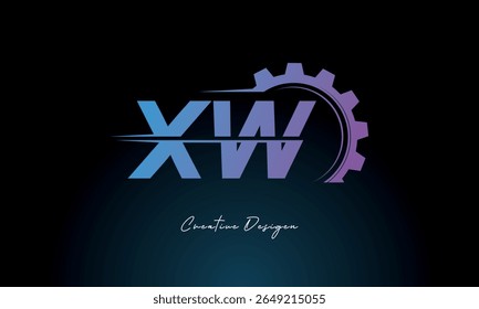 XW Gear Fusion Logo – Industrial Tech-Inspired Letter mark Futuristic Industrial Letter Mark Design for Technology and Engineering Brands.