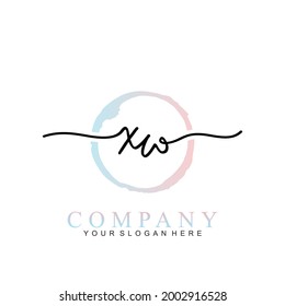 Plantilla de logotipo vectorial inicial de XW para escritura a mano con pincel