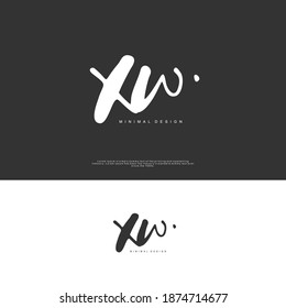 XW Initial handwriting or handwritten logo for identity. Logo with signature and hand drawn style.