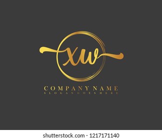 XW initial handwriting logo circle template vector