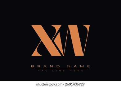 XW initial letter logo design. Letter X and W luxury alphabet letter logo icon template