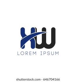 xw initial letter uppercase logo blue and black