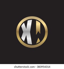 XW initial letters circle elegant logo golden silver black background