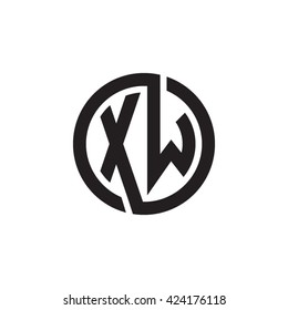 XW initial letters looping linked circle monogram logo