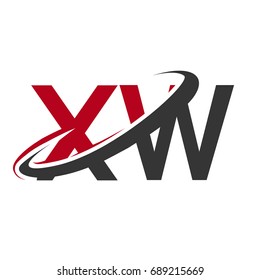 XW initial logo company name colored red and black swoosh design, isolated on white background. vector logo for business and company identity.