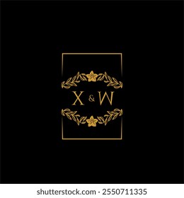XW initial monogram decoration for wedding logo with creative square line