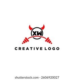 XW initial monogram for fitnes or gym logo with devil style design