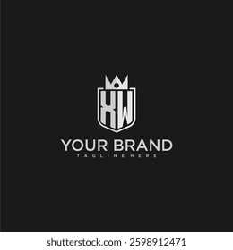 XW initial monogram shield and crown vector image