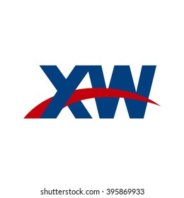 XW initial overlapping swoosh letter logo blue red