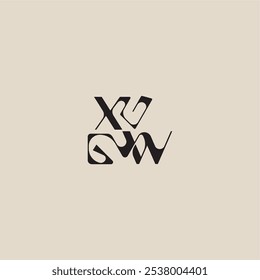 XW letter bold style and luxury concept curved typography monogram elegant initial logo