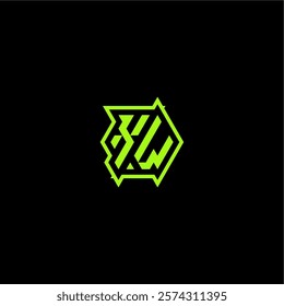 XW letter cool and dynamic monogram esport gaming initial logo design concept