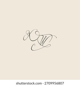 XW letter initial royal design minimalist style curve monogram elegant concept logo