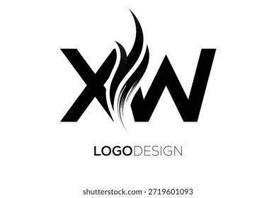Letra XW Logotipo Monograma com Pincelada Artística Traçado para identidade de marca moderna