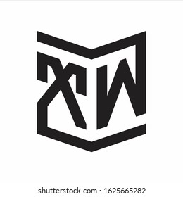XW Logo Emblem Monogram With Shield Style Design Template Isolated On white Background