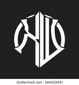 XW Logo monogram with emblem and circle rounded design template