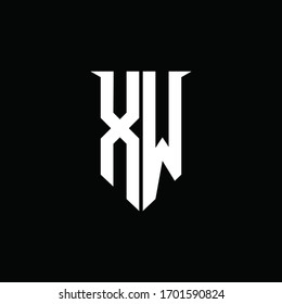 XW logo monogram with emblem shield style design template