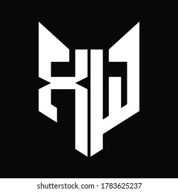 XW Logo monogram with fox head shape design template