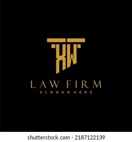 Logotipo inicial del monograma XW para la firma de abogados con diseño de hitos