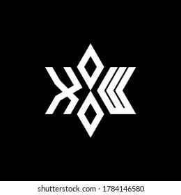 XW monogram logo with star shape and luxury style design template