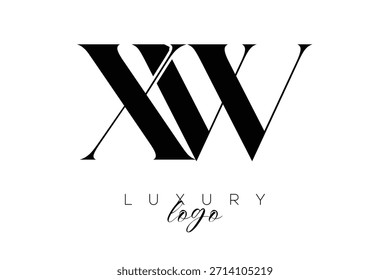 Logotipo de la tipografía del monograma de la letra de XW Serif para la identidad elegante de la marca de Premium