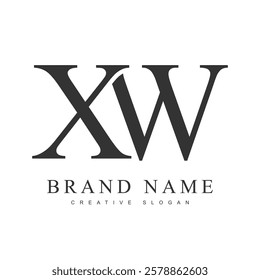 XW trendy logotype template. Initial letter x and w classic font style. Creative logo for company name or identity. Vector illustration.