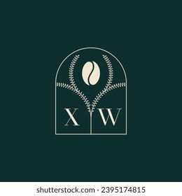 XW Diseño de logotipo único y simple combinación de letras y grano de café