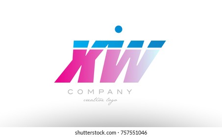 xw x w alphabet letter combination in pink and blue color. Can be used as a logo for a company or business with initials
