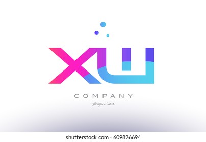 xw x w  creative pink purple blue modern dots creative alphabet gradient company letter logo design vector icon template