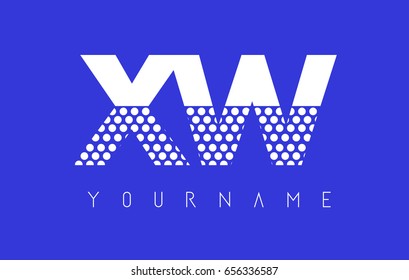 XW X W Dotted Pattern Letter Logo Design Vector with Blue Background.