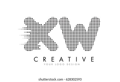 XW X W Letter Logo Design with Black Dots and Bubble Trails.
