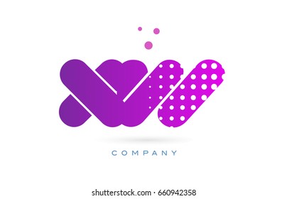 xw x w pink dots dotted letter logo alphabet creative company vector icon design template