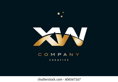 xw x w  white yellow gold golden metal metallic luxury alphabet company letter logo design vector icon template