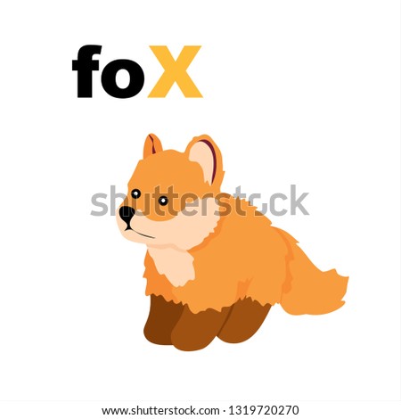 Xx. Alphabet. Fox. Vector illustration
