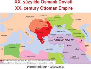 XX. century Ottoman Empire Map