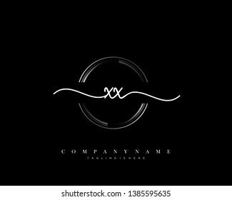 XX initial handwriting logo template vector